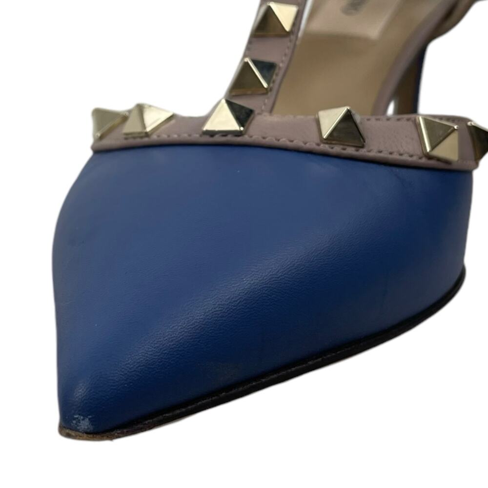 Valentino Garavani Rockstud 65mm Leather Caged Pump Blue Pink Size 36.5 - Picture 5 of 13